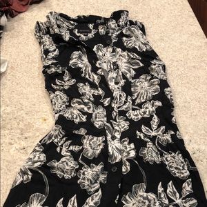 Black floral button down dress